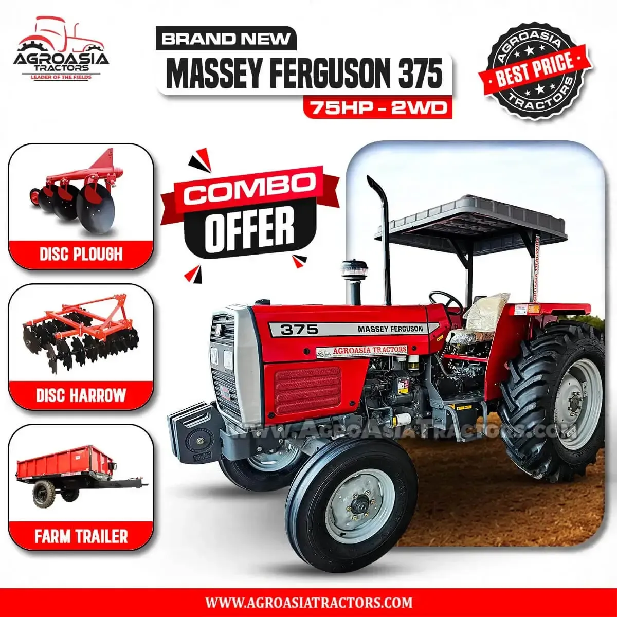 Brad new Massey ferguson 375 tractor 75hp with 2WD drivetrain
