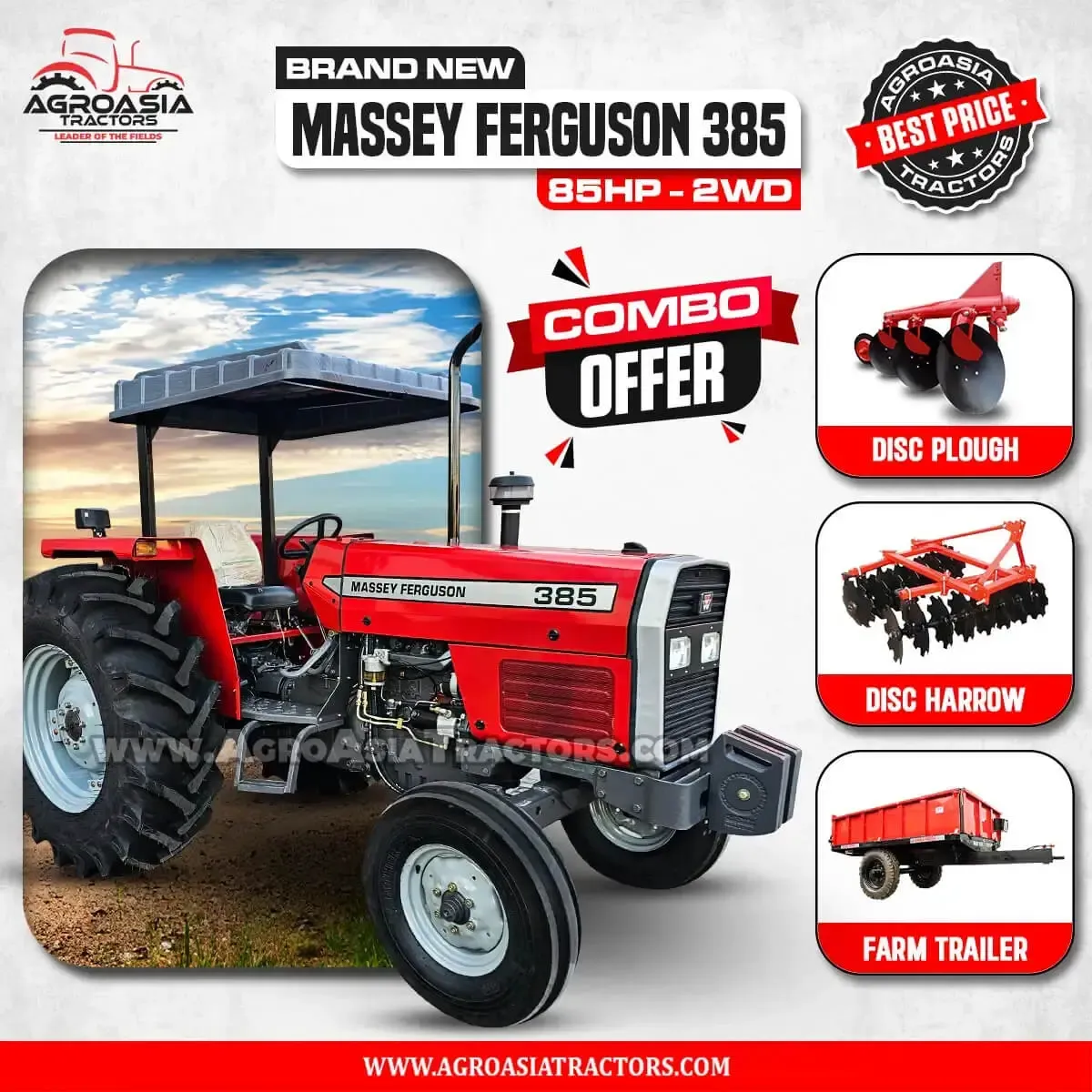 Brad new Massey ferguson 385 tractor 85hp with 2WD drivetrain