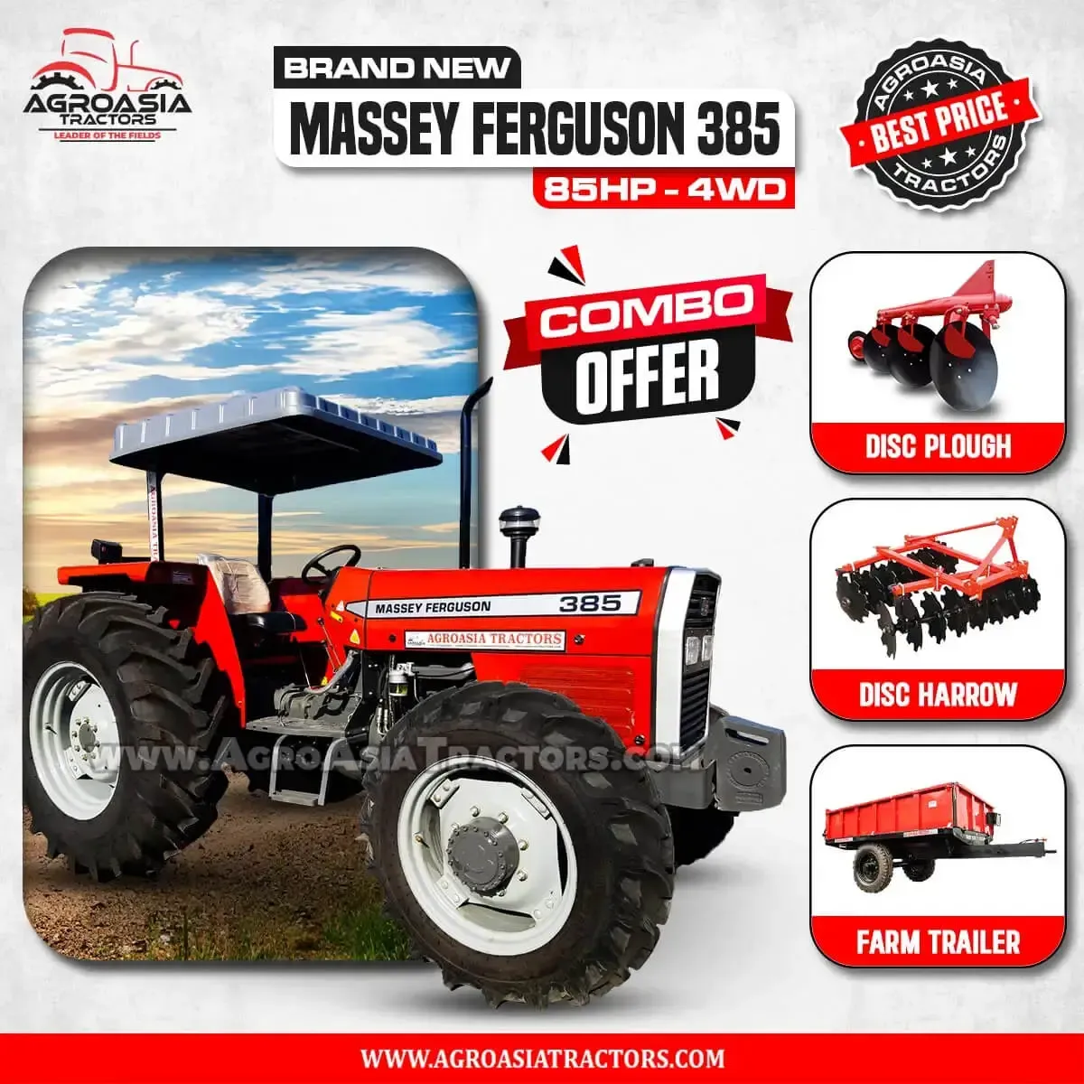 Brad new Massey ferguson 385 tractor 75hp with 4WD drivetrain